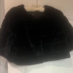 White House Black Market Short Sleeve Black Faux Fur Jacket